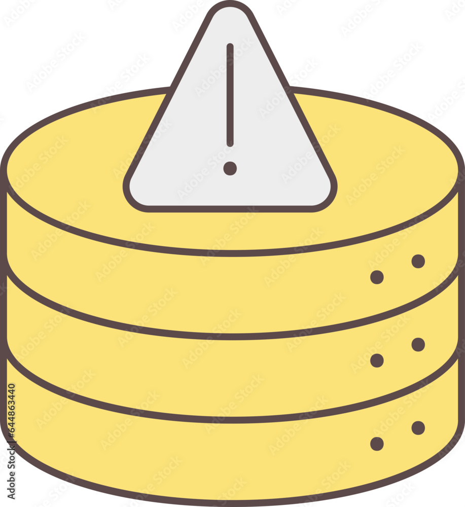 Poster database server warning message grey and yellow icon.