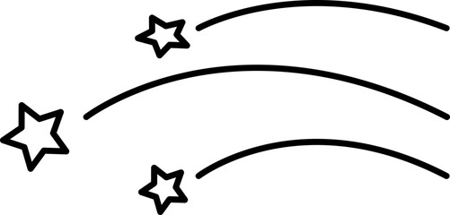 Black Line Art Illustration Of Shooting Star Icon.