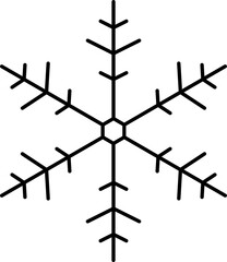 Black Line Art Illustration Of Snowflake Icon.