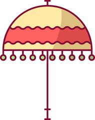Flat Style Traditional Umbrella Yellow And Red Icon.
