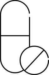 Black Line Art Illustration Of Pills Icon.