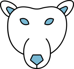 Blue And White Bear Face Icon.