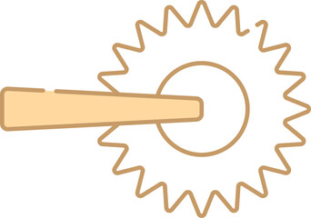 Peach And White Circular Saw Icon In Flat Style.