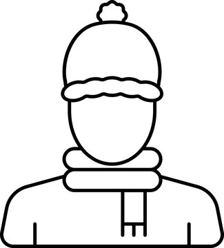 recommend clip art: Faceless Man Wearing Winter Cloth Icon In Black Line Art.
