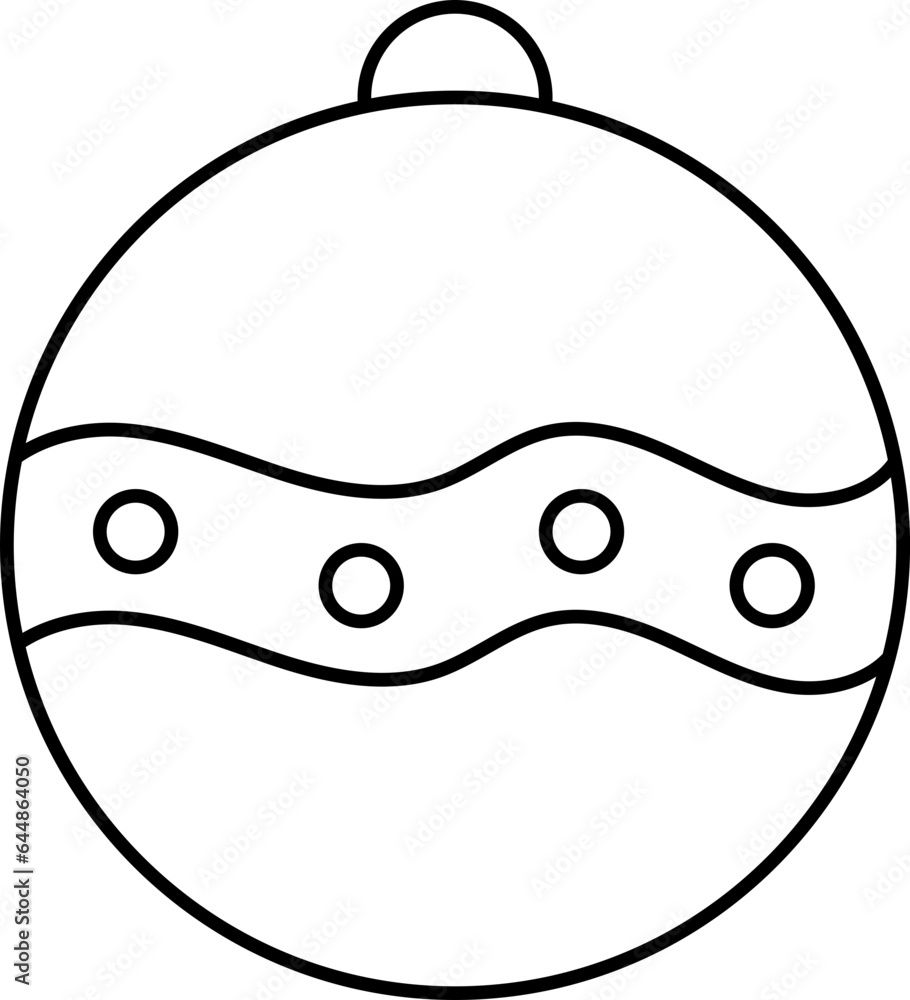 Sticker Black Line Art Of Dotted Strip Bauble Icon.