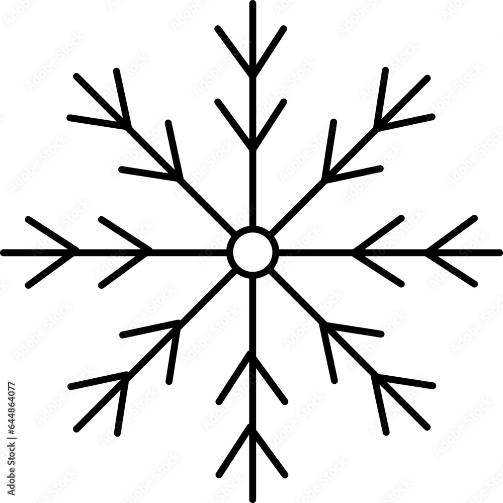 Canvas Prints Black Thin Line Art Illustration Of Snowflake Icon.