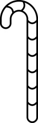 Black Outline Illustration Of Candy Cane Icon.