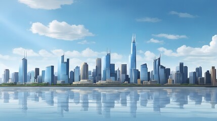 Fototapeta premium Captivating City Skyline Background Majestic Urban Skyline Backdrop Cityscape Silhouette Stunning Skyline Landscape City Horizon Panorama Mesmerizing City View AI Generative
