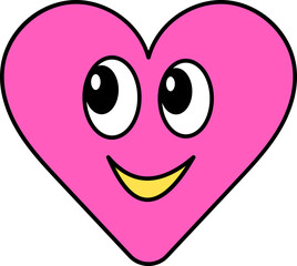 Isolated Cute Heart Shape Emoji Icon In Flat Style.