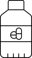 Medicine Bottle Icon In Black Thin Line.