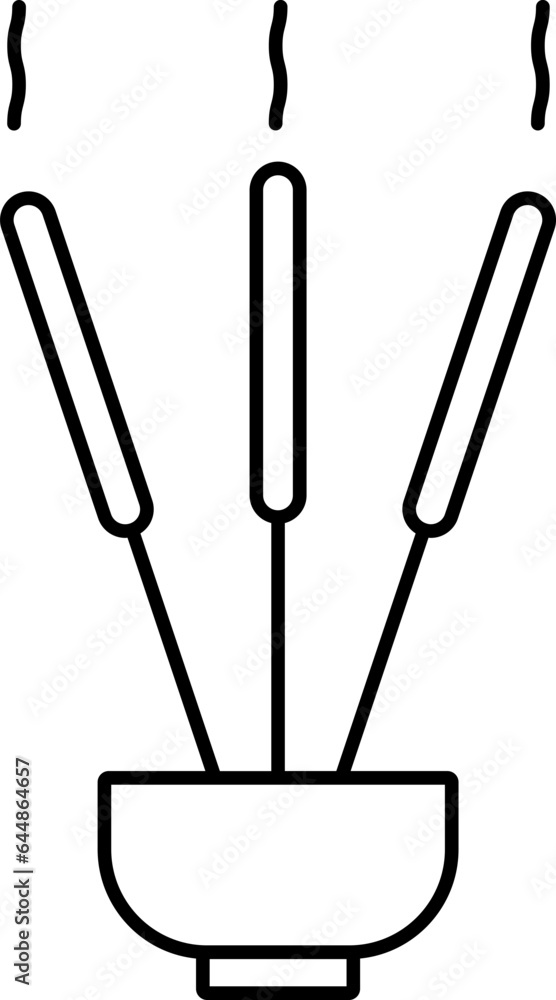 Sticker Illustration Of Burning Incense Stick Stand Symbol Icon.