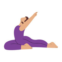 Illustration Of Faceless Lady Practicing Yoga Aswasanchalasana.