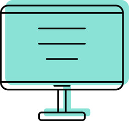Flat Illustration Of Monitor Turquoise And Black Icon.