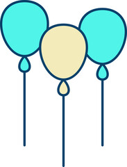 Turquoise And Yellow Fly Balloons Icon.