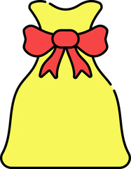 Gift Pouch Icon In Yellow And Red Color.