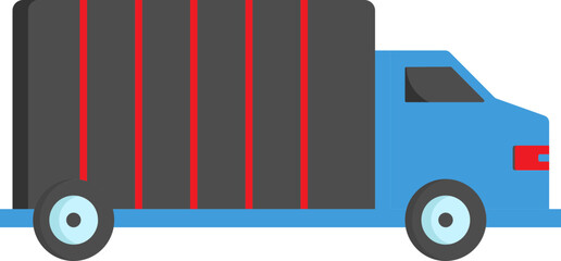 Tricolor Delivery Truck Flat Icon.