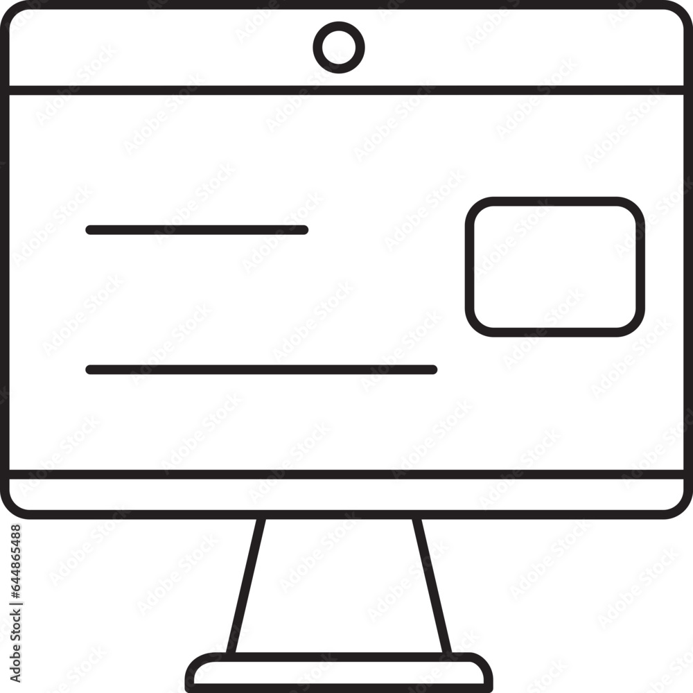 Poster isolated application form in monitor icon in black outline.