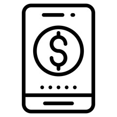 mobile phone with money icon line