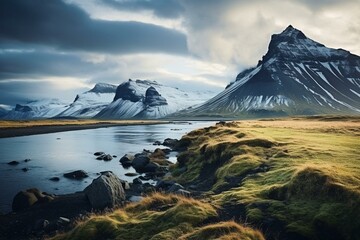 Icelandic national park landscape. Generative AI