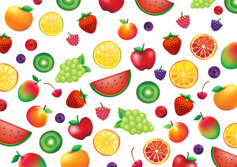 Mix fruit background Vector Pattern