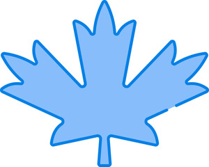 Isolated Maple Leaf Flat Icon In Blue Color.