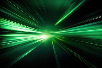 Fast moving green light with motion blur, stripes, background
