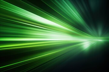 Fast moving green light with motion blur, stripes, background