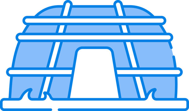 Flat Style Wigwam Icon In Blue And White Color.