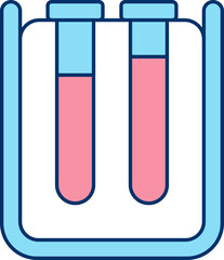 Red And Blue Illustration Of Test Tube Stand Icon.
