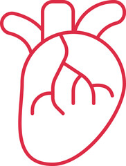 Human Heart Icon In Red Linear Art.