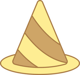 Strips Party Hat Yellow And Brown Icon.