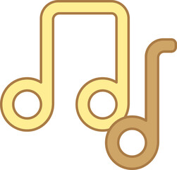 Quaver With Treble Music Symbol Or Icon In Yellow And Brown Color.