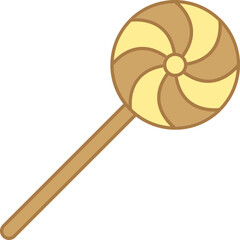 Spiral Lollipop Icon Yellow And Brown Color.