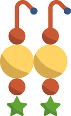 Colorful Earring Icon In Flat Style.