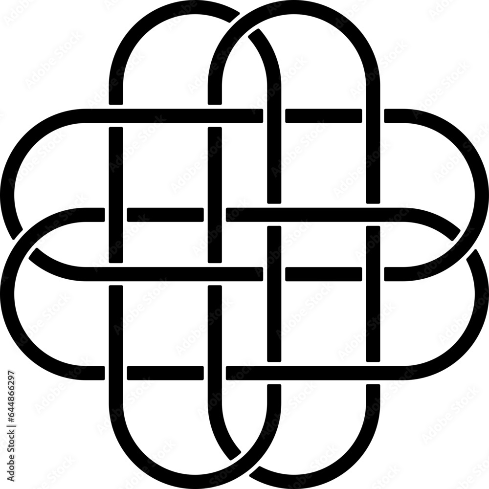 Sticker Black Outline Illustration Of Alternate Spiral Knot Icon.