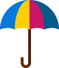 Open Colorful Umbrella Icon In Flat Style.