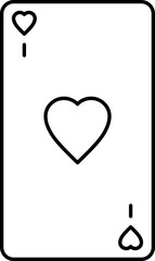 Heart Playing Card Icon In Black Outline.