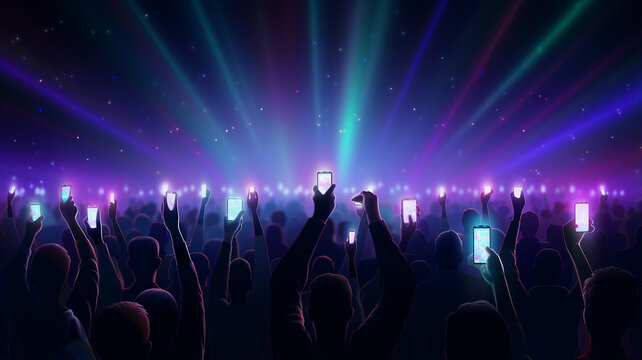 At the concert, the audience takes pictures on the phone