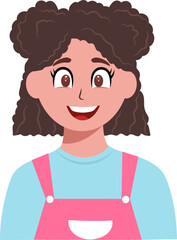 Cheerful Cartoon Girl Character On White Background.