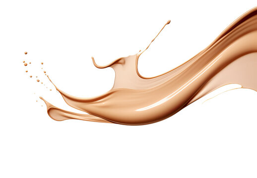 Isolated Liquid foundation splash element, fluid cosmetic cream on transparent background, cutout	