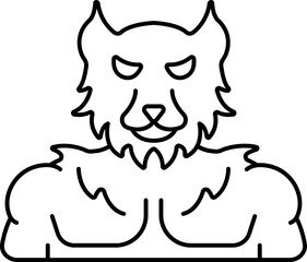 Werewolf Mythical Creature Black Line Art Icon.