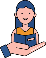 Help Girl Education Colorful Icon.