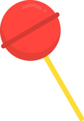 Isolated Red Lollypop Icon In Flat Style.