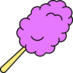 Pink Candy Floss Icon In Flat Style.