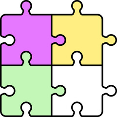 Colorful Jigsaw Puzzle Icon In Flat Style.