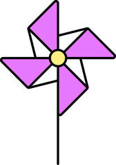 Flat Illustration Of Pink Pinwheel Icon.