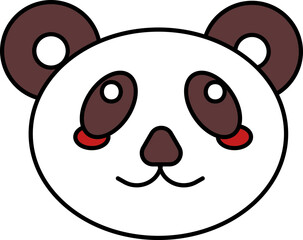Cartoon Panda Face Icon In Brown And White Color.