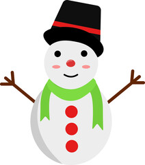 Isolated Colorful Snowman Icon In Flat Style.