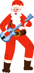 Cool Santa Clause Winking and Playing Guitar.