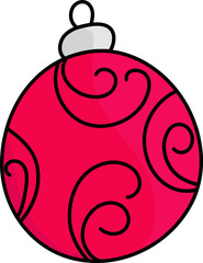 Isolated Hand Drawn Bauble Icon In Fla Style.